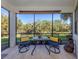 Relaxing screened porch with outdoor seating and lush landscaping views at 121 Preserve Pl # A, Nokomis, FL 34275