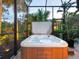 Relaxing hot tub with a covered enclosure and tropical landscaping at 1720 Grande Park Dr, Englewood, FL 34223