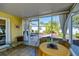 Cozy screened porch with seating and a yellow tablecloth at 2295 Hibiscus St, Sarasota, FL 34239