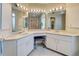 Spacious bathroom with double sinks, large vanity, and walk-in shower at 419 Ramblewood St, Port Charlotte, FL 33953