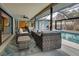 Relaxing pool area with covered patio and wicker furniture at 419 Ramblewood St, Port Charlotte, FL 33953