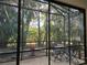 Screened patio with table and chairs overlooking lush landscaping at 624 Silk Oak Dr, Venice, FL 34293
