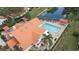 Aerial view of home showcasing pool and patio area at 1009 Harbor Town Dr, Venice, FL 34292