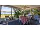 Relaxing screened porch overlooking a tranquil waterfront view at 107 Louella Ln, Nokomis, FL 34275