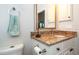 Guest bathroom with granite countertop and toilet at 201 Auburn Woods Cir, Venice, FL 34292