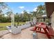 Large patio with picnic table and backyard view at 2542 Northway Dr, Venice, FL 34292