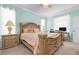 Bedroom with a workspace and peach bedding at 2558 Hobblebrush Dr, North Port, FL 34289
