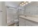 Clean bathroom with shower/tub combo and updated vanity at 552 Fleetwood St, North Port, FL 34287