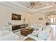 Living room with light-colored sofas and fireplace at 5592 Semolino St, Nokomis, FL 34275