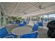 Relaxing covered patio area with tables and chairs at 652 Linden Dr, Englewood, FL 34223