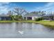 Tranquil waterfront property showcasing a home with a pond and pelicans at 13589 Old Creek Ct, Parrish, FL 34219