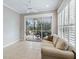 Sunroom with tiled floor, sofa and access to patio at 1634 Monarch Dr # 1634, Venice, FL 34293