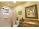 Clean bathroom with shower/tub combo and updated vanity at 1953 Settlement Rd # 14, Venice, FL 34285