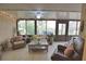 Relaxing sunroom with wicker furniture, string lights, and plenty of natural light at 1953 Settlement Rd # 14, Venice, FL 34285