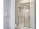 Clean bathroom with shower stall and built-in bench seat at 3117 Heron Shores Dr, Venice, FL 34293