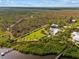 Expansive aerial highlighting the property's waterfront, proximity to nature, and private dock access at 38 Riverfront Dr, Venice, FL 34293