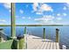 Wooden dock over the water complete with a metal ladder for easy water access at 38 Riverfront Dr, Venice, FL 34293