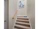 Carpeted staircase leading to the upper level of the home at 10058 Crooked Creek Dr # 201, Venice, FL 34293