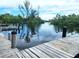 Serene waterfront view with wooden docks at 112 Jose Gaspar Dr # 112, Englewood, FL 34223