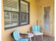 Relaxing patio with wicker chairs and a small table at 19010 Mangieri St, Venice, FL 34293
