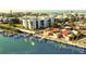 Aerial showing waterfront property with private boat docks at 2985 N Beach Rd # C8-1, Englewood, FL 34223