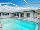 Beautiful enclosed backyard pool with covered patio area, perfect for relaxation and entertaining at 7321 Teaberry St, Englewood, FL 34224