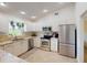 Modern kitchen featuring stainless steel appliances and white cabinets at 104 Woodingham Dr, Venice, FL 34292