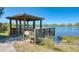 Lakeside gazebo perfect for relaxing and enjoying views at 11409 Okaloosa Dr, Venice, FL 34293
