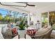 Covered patio overlooks a refreshing pool and spa at 12460 Davie Ct, Venice, FL 34293