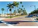 Palm tree-lined street with traffic lights and parked cars at 1423 Avenida Del Circo # 1C, Venice, FL 34285