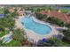 Community pool and clubhouse aerial view at 13836 Karina St, Venice, FL 34293