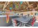 Outdoor kitchen, hot tub, tiki bar, and patio furniture create a relaxing backyard oasis at 1985 Fairview Dr, Englewood, FL 34223