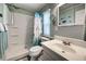 Clean bathroom with shower/tub combo, toilet and vanity at 3022 Audubon Ave, Englewood, FL 34224