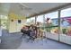 Bright screened porch with rustic table and chairs at 3022 Audubon Ave, Englewood, FL 34224