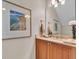 Stylish bathroom with wood cabinets and a vessel sink at 702 Granada Ave # 7, Venice, FL 34285