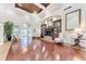 Elegant clubhouse lobby with hardwood floors and fireplace at 7023 Chickasaw Bayou Rd, Bradenton, FL 34203