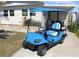 Blue golf cart parked in front of house at 808 S Green Cir, Venice, FL 34285