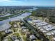 Wide aerial showcasing waterfront property and community at 809 Garland Ave, Nokomis, FL 34275