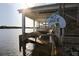No Wake zone boat dock with small boat and waterfront view at 842 Linden Rd, Venice, FL 34293