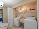Laundry room with washer, dryer, shelving, and a utility sink at 854 Senda Plata # 22, Venice, FL 34293