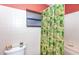 Bathroom with bathtub, shower, and patterned curtain at 237 Southampton Ln # 275, Venice, FL 34293