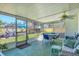 Enclosed screened patio with outdoor seating and view of the backyard at 3151 Datura Rd, Venice, FL 34293