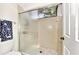 Bathroom with a large walk-in shower and patterned floor at 335 Pembroke S Ln # 229, Venice, FL 34293