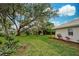 Large backyard with green grass and mature trees at 339 Meadow Beauty Ct, Venice, FL 34293