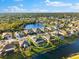 Aerial view of single-Gathering home with screened lanai at 4264 Wordsworth Way, Venice, FL 34293