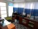 Bright sunroom features a workspace with built-in cabinets and window seating at 476 Boxwood Dr, Venice, FL 34285