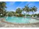 Resort-style pool surrounded by lush palm trees and comfortable lounge chairs under a clear blue sky at 11140 Hogan Cir, Englewood, FL 34223