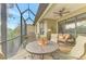 Enjoy this screened patio with seating and lush landscaping at 1375 Maseno Dr, Venice, FL 34292