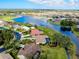 Beautiful aerial shot featuring homes near a winding lake, showcasing community at 523 Park Estates Sq, Venice, FL 34293