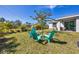 Relaxing backyard with seating area under a flowering tree at 5550 Eyerly Ter, Port Charlotte, FL 33981
